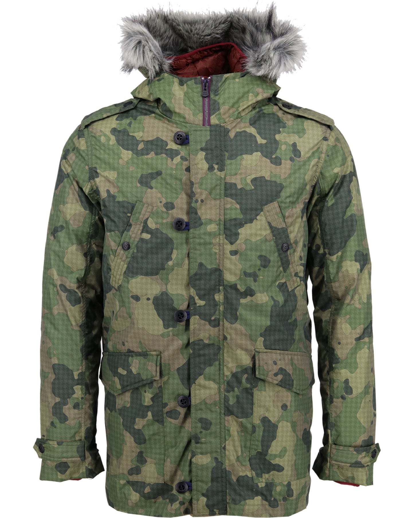 Mod Parka Houndstooth Olive Camo