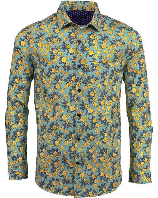 Norman Windy Flowers Teal Shirt