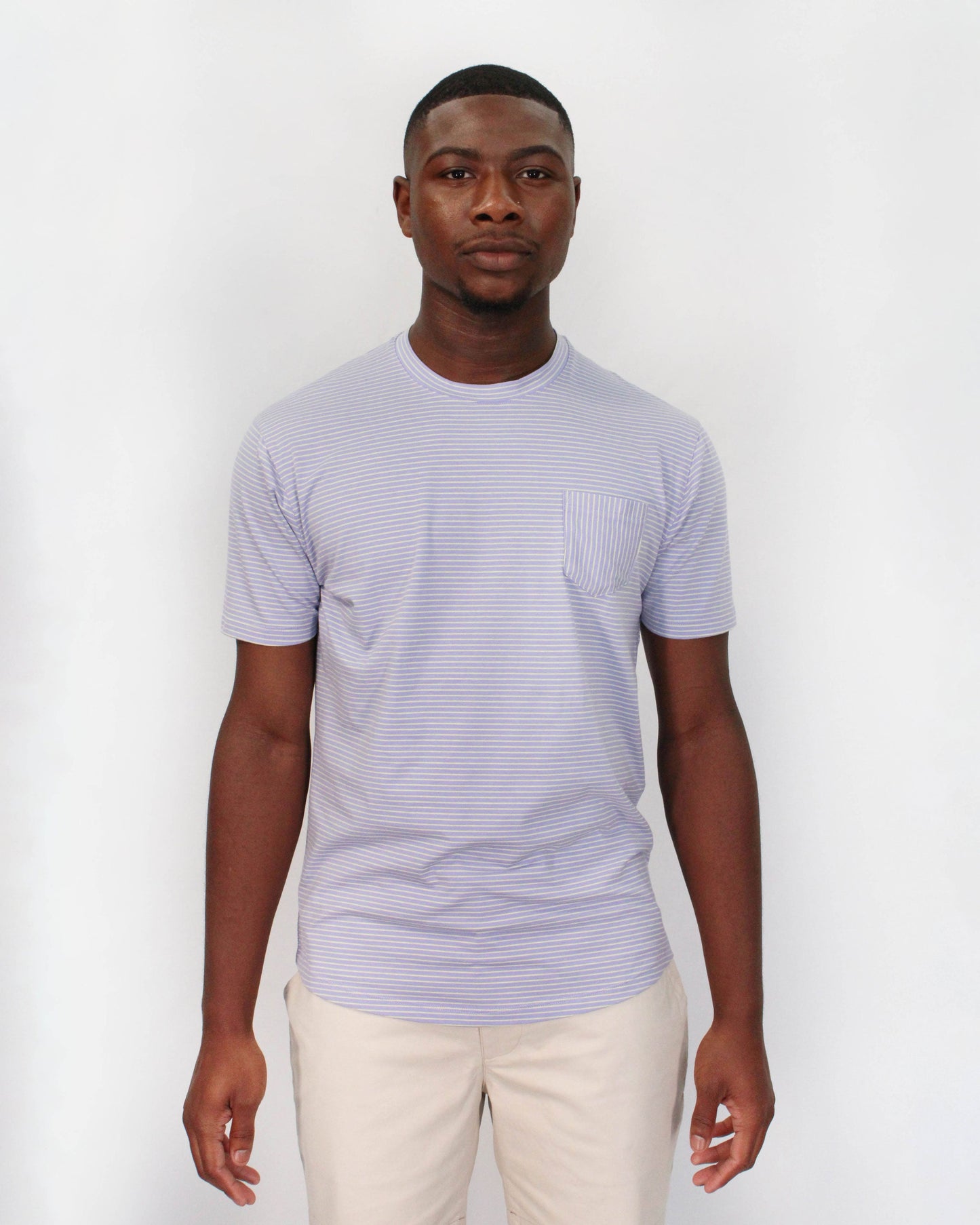 TATE LAVENDER STRIPE CREW NECK TEE