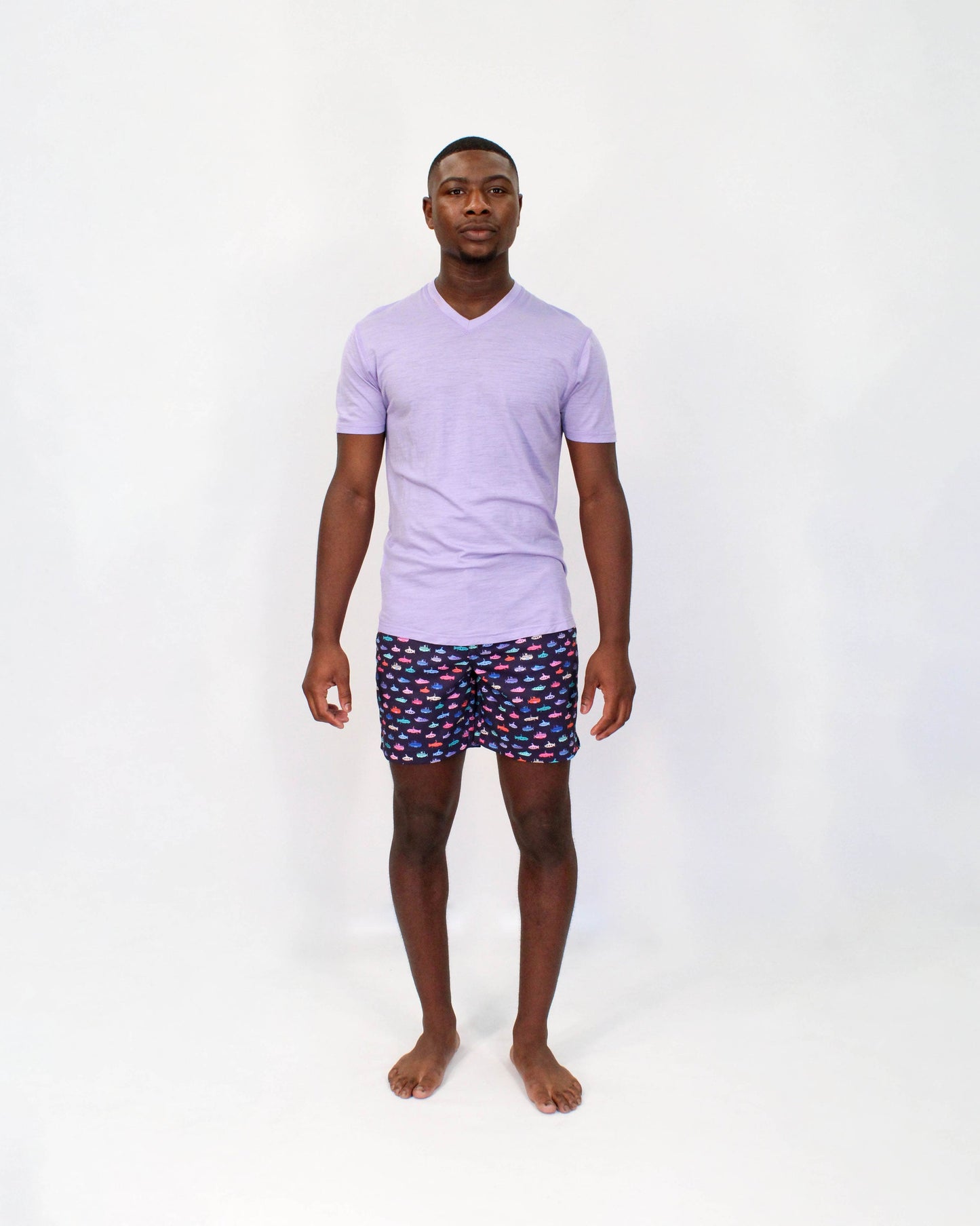 VICTOR V-NECK MERINO SHIRT IN LAVENDER