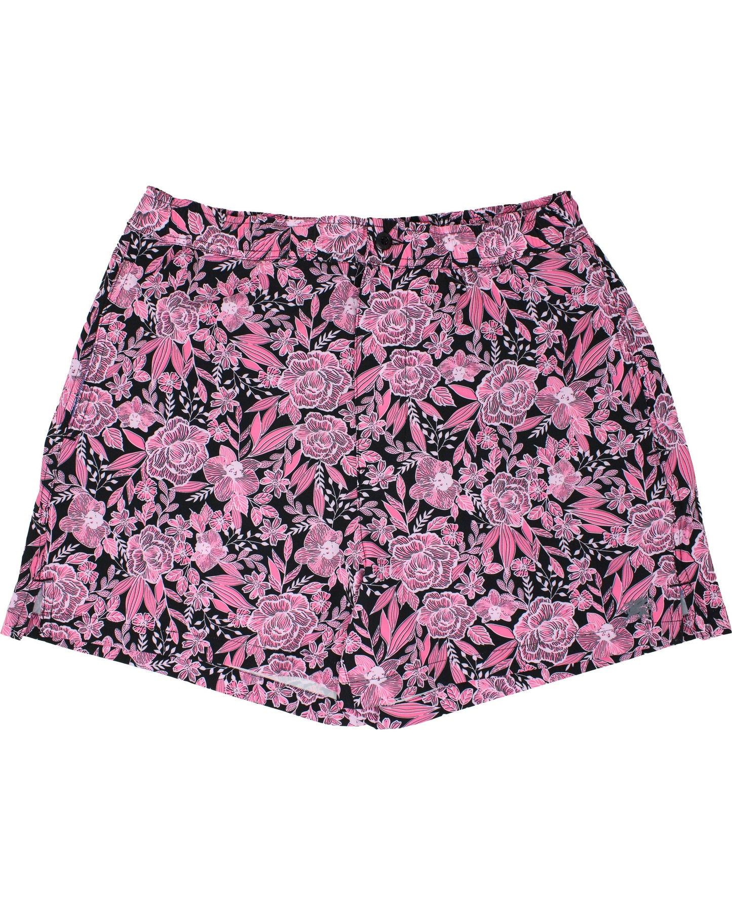 QUACK CUTOUT FLORAL SWIM SHORT - BLACK