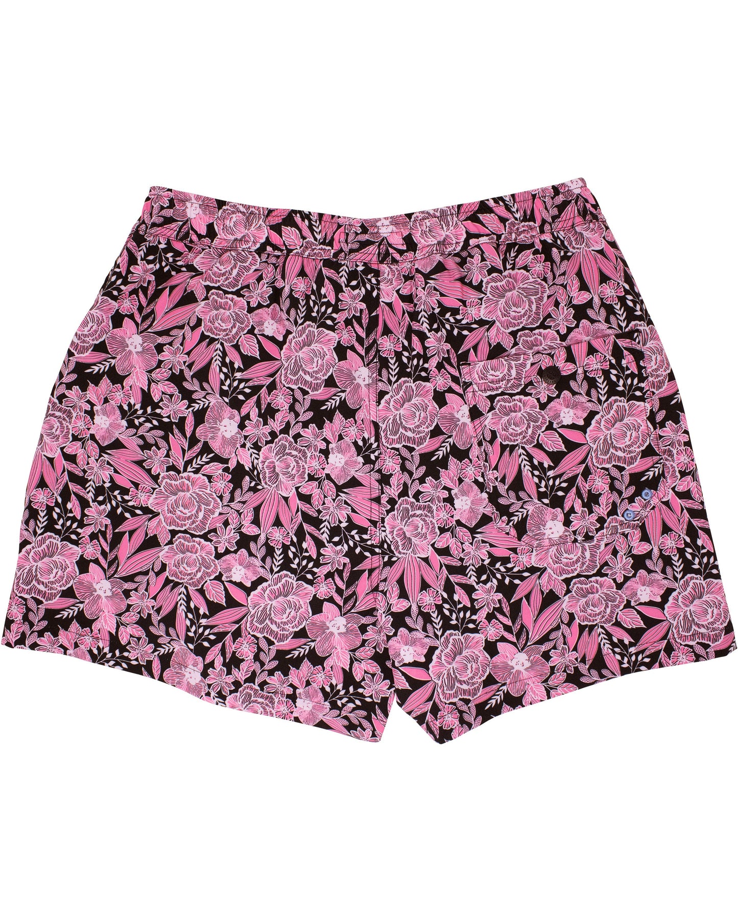 QUACK CUTOUT FLORAL SWIM SHORT - BLACK