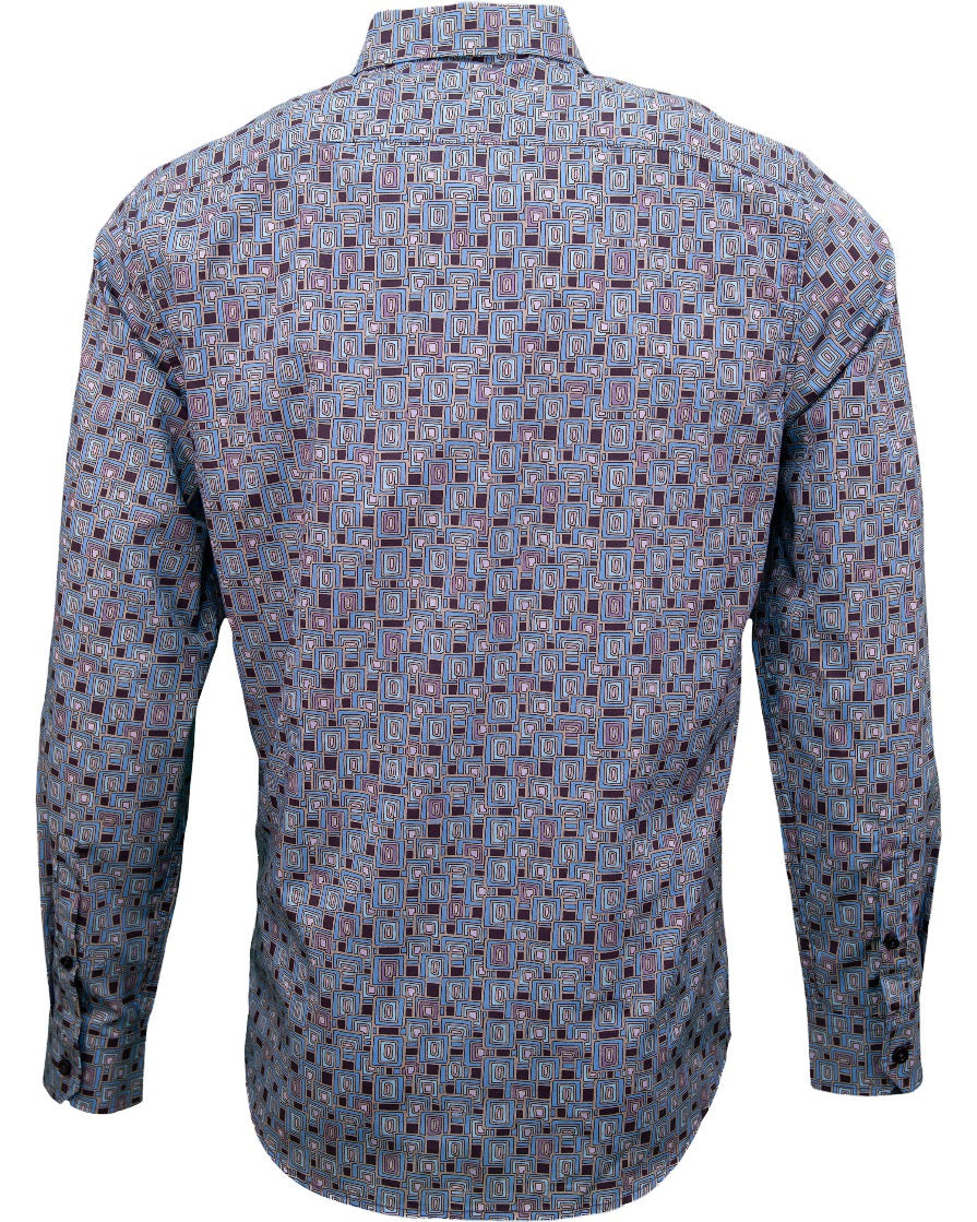MITCHELL CARVED SQUARES SHIRT - PLUM