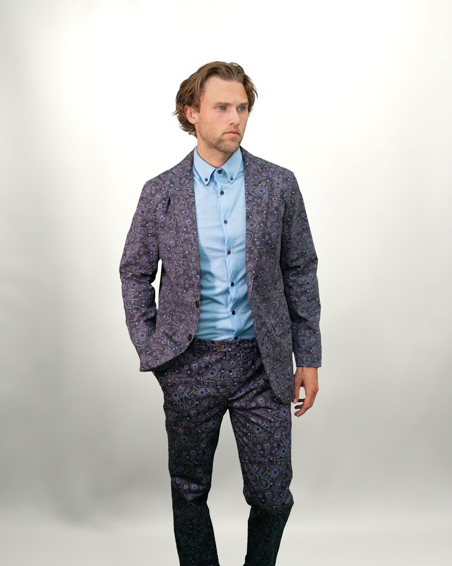 HADRIAN TRIBUNE PAISLEY BLAZER - PLUM