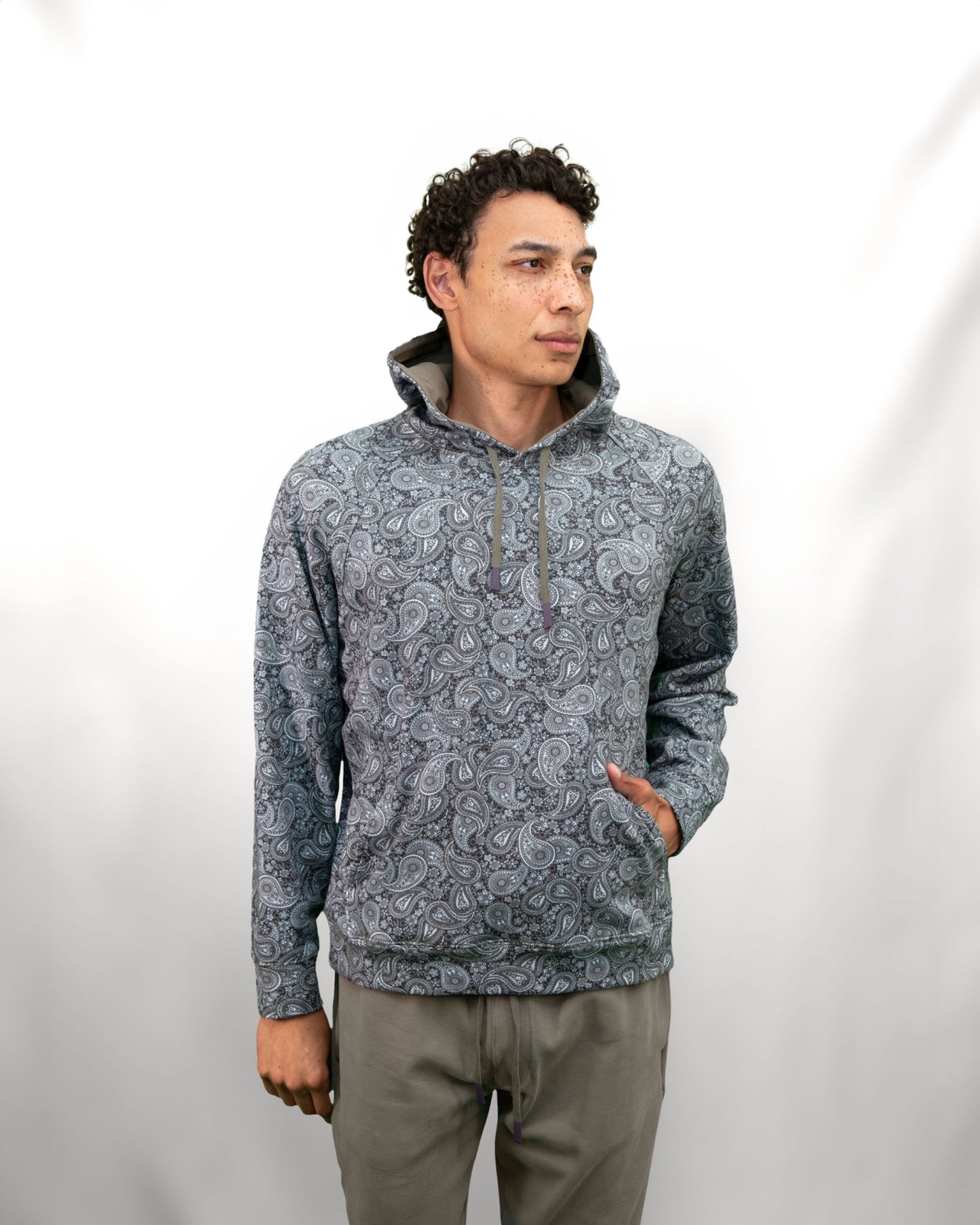 HANK TRIBUNE PAISLEY HOODIE - GREY