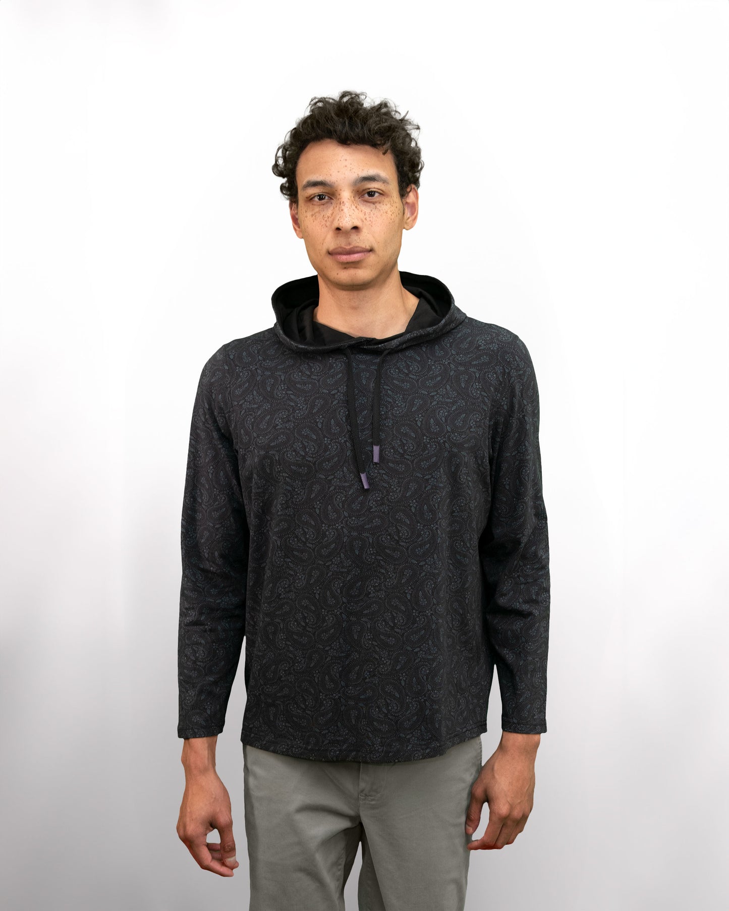 HORATIO PERUGIA PAISLEY HOODIE - BLACK
