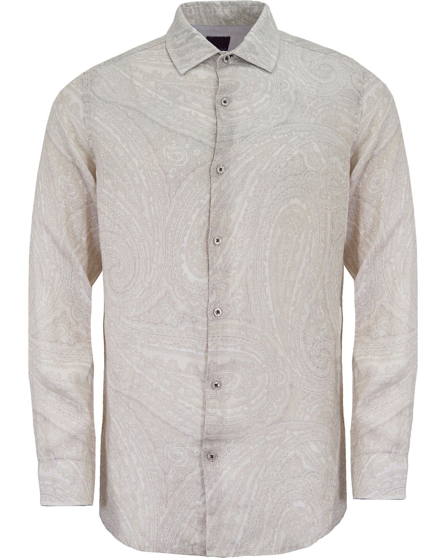 LAURENT WILD PAISLEY OXFORD LINEN SHIRT -  IVORY