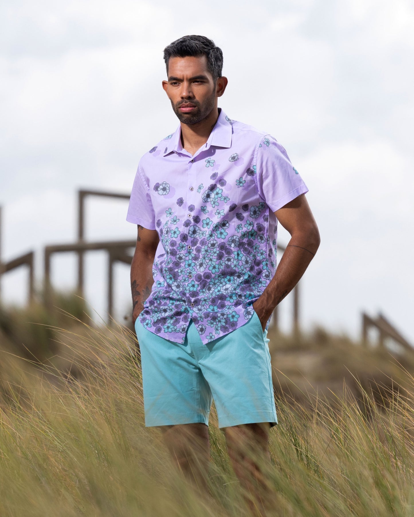 GILES FLOWER EXPLOSION SHIRT - LAVENDER
