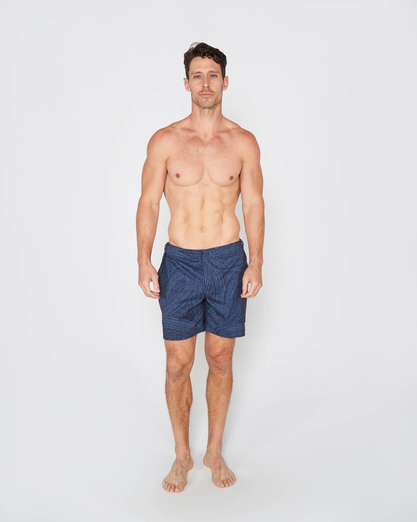 NEPTUNE WILD PAISLEY OXFORD OP MAAT GEMAAKTE ZWEMBROEK - MARINEBLAUW