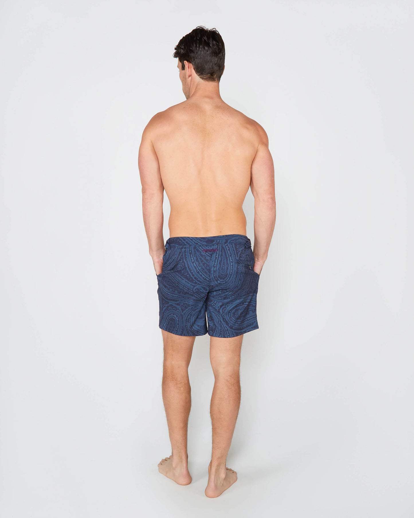 NEPTUNE WILD PAISLEY OXFORD OP MAAT GEMAAKTE ZWEMBROEK - MARINEBLAUW