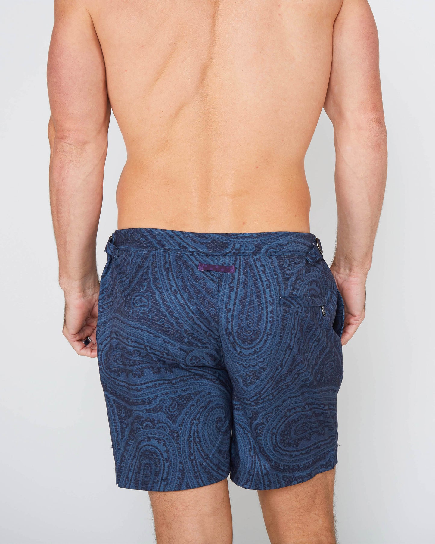 NEPTUNE WILD PAISLEY OXFORD OP MAAT GEMAAKTE ZWEMBROEK - MARINEBLAUW
