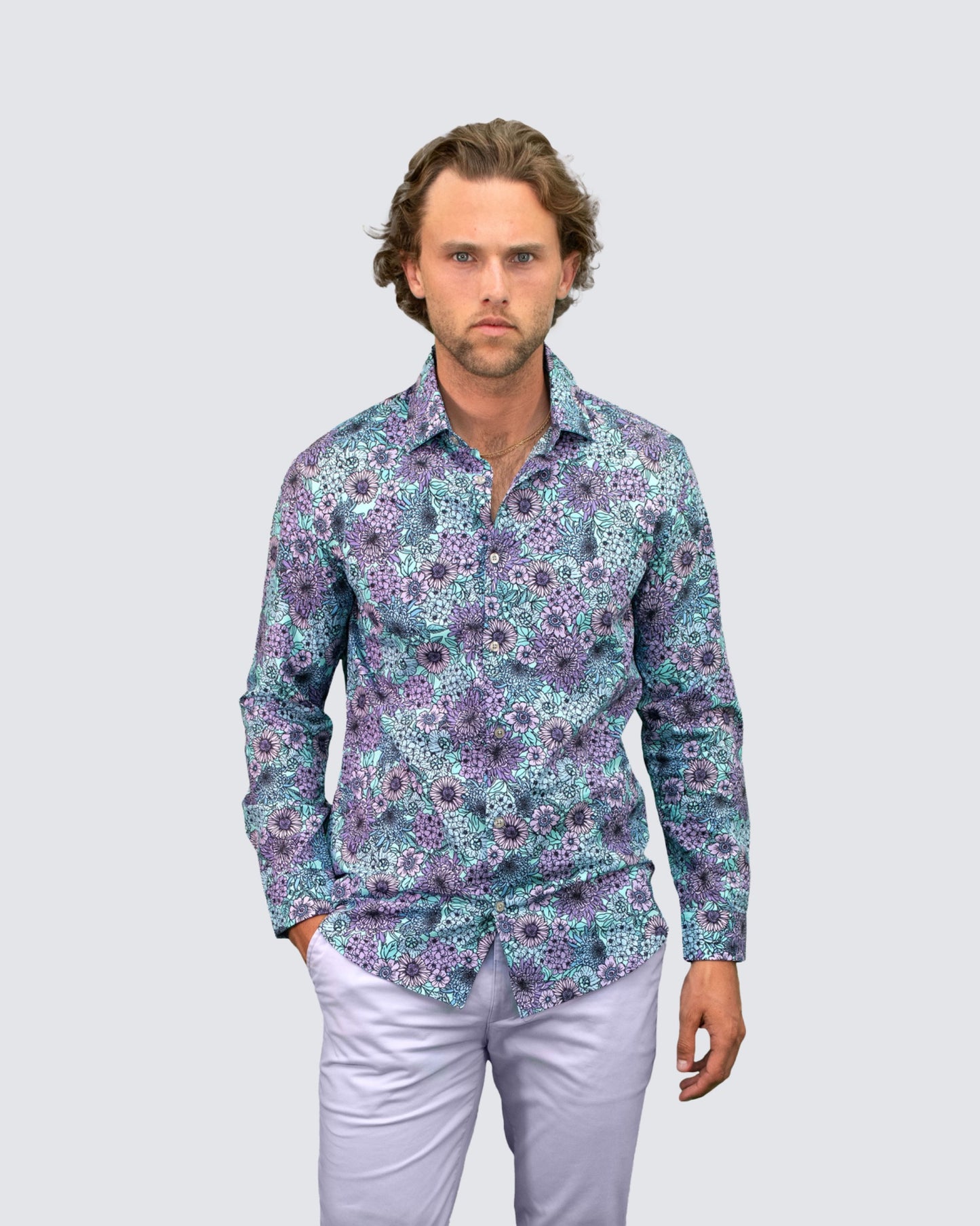 NIGEL GARDEN PARTY SHIRT - SPEARMINT