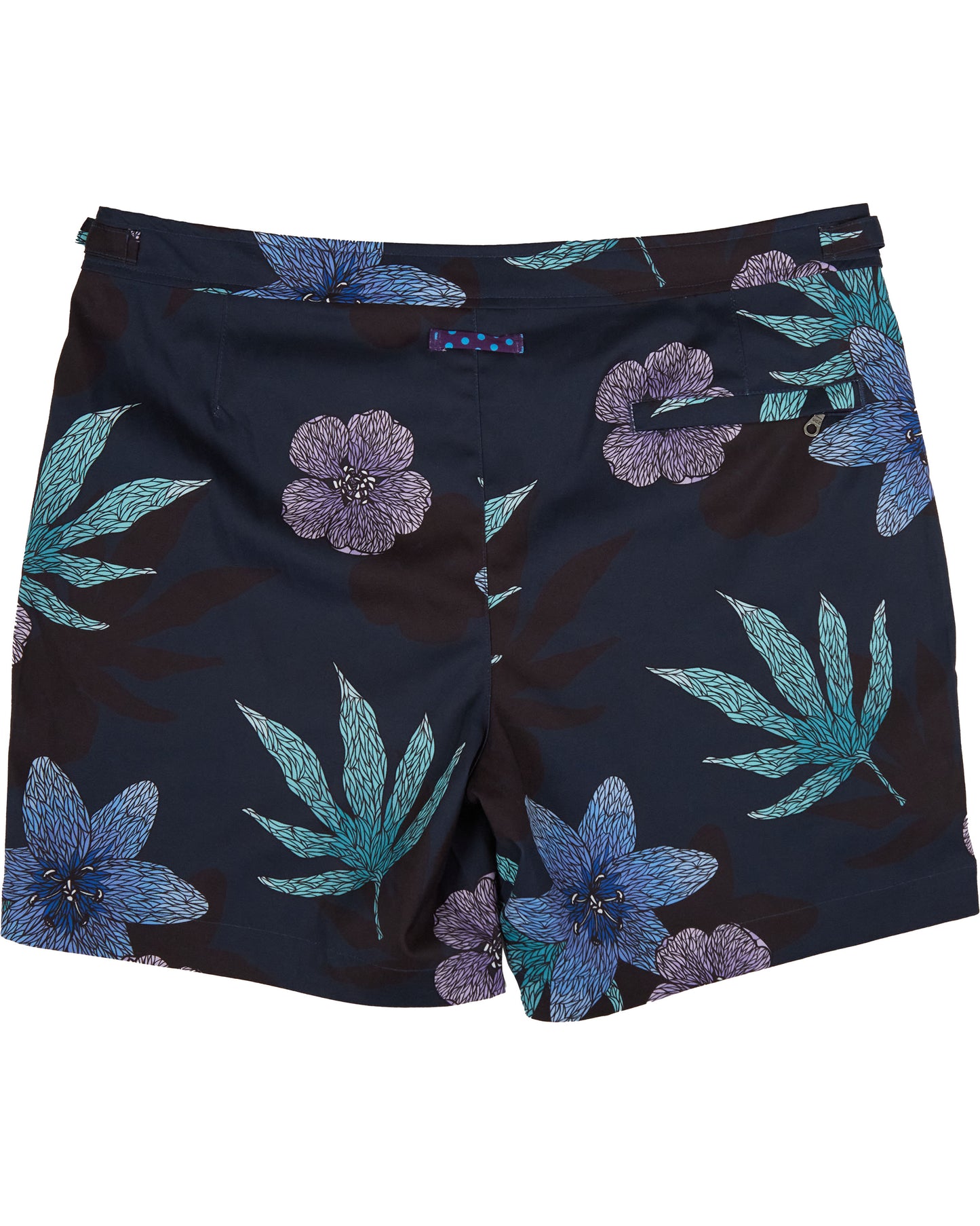 ZWEMBROEK MET BLOEMENMOTIEF - MARINEBLAUW