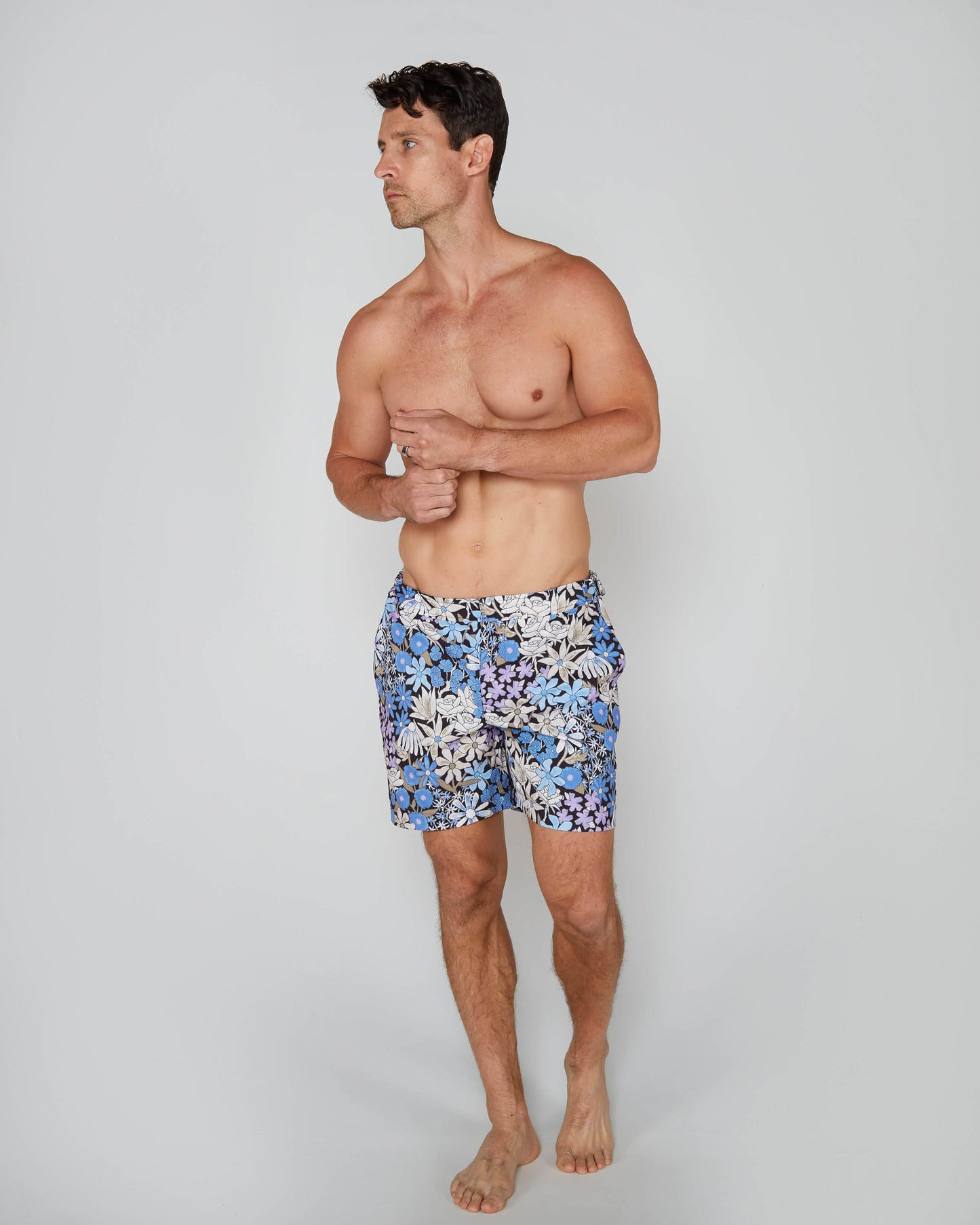 POOL ROUGH FLORAL ZWEMBROEK - ZWART