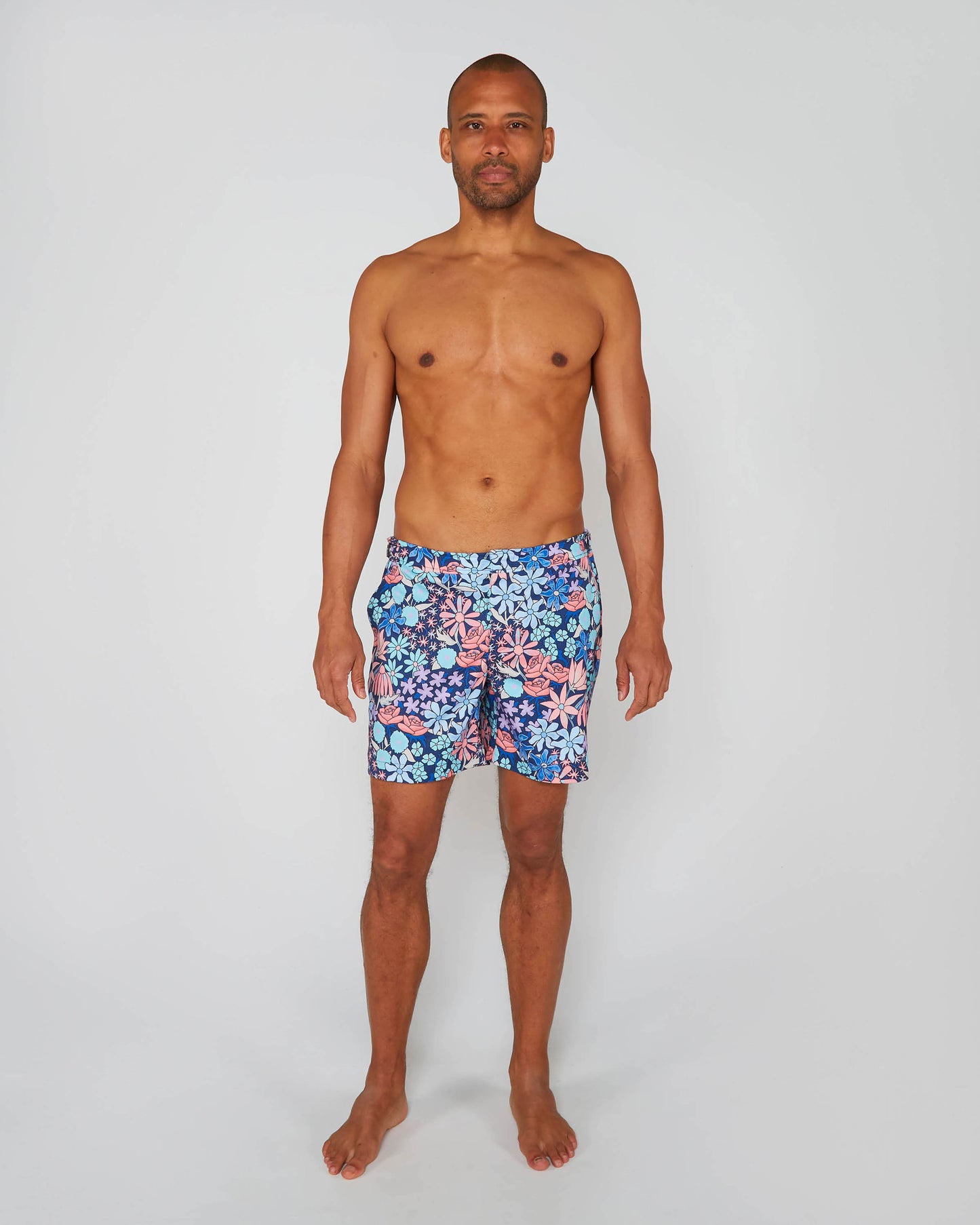 POOL ROUGH FLORAL SWIM SHORT - NAVY