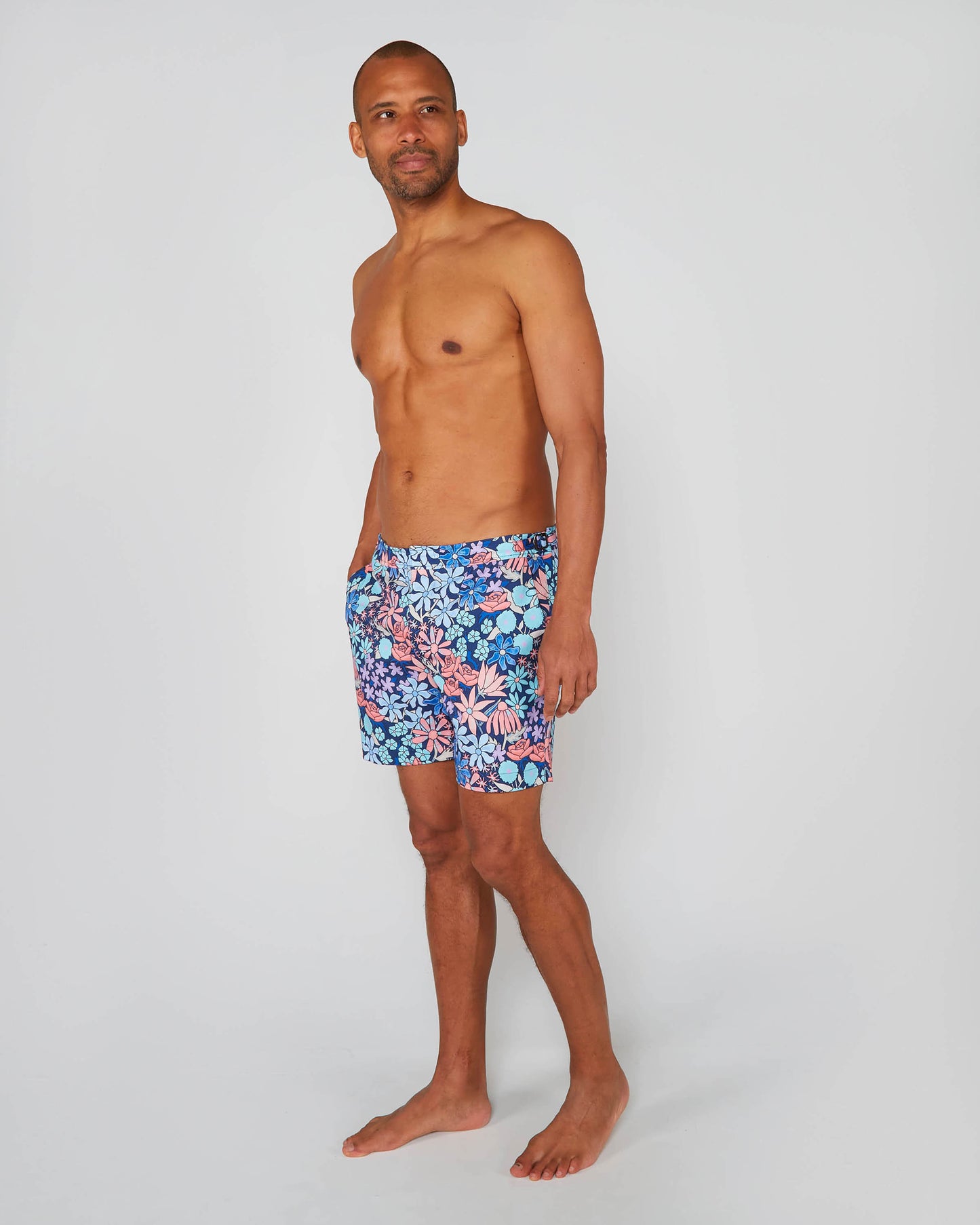 POOL ROUGH FLORAL SWIM SHORT - NAVY