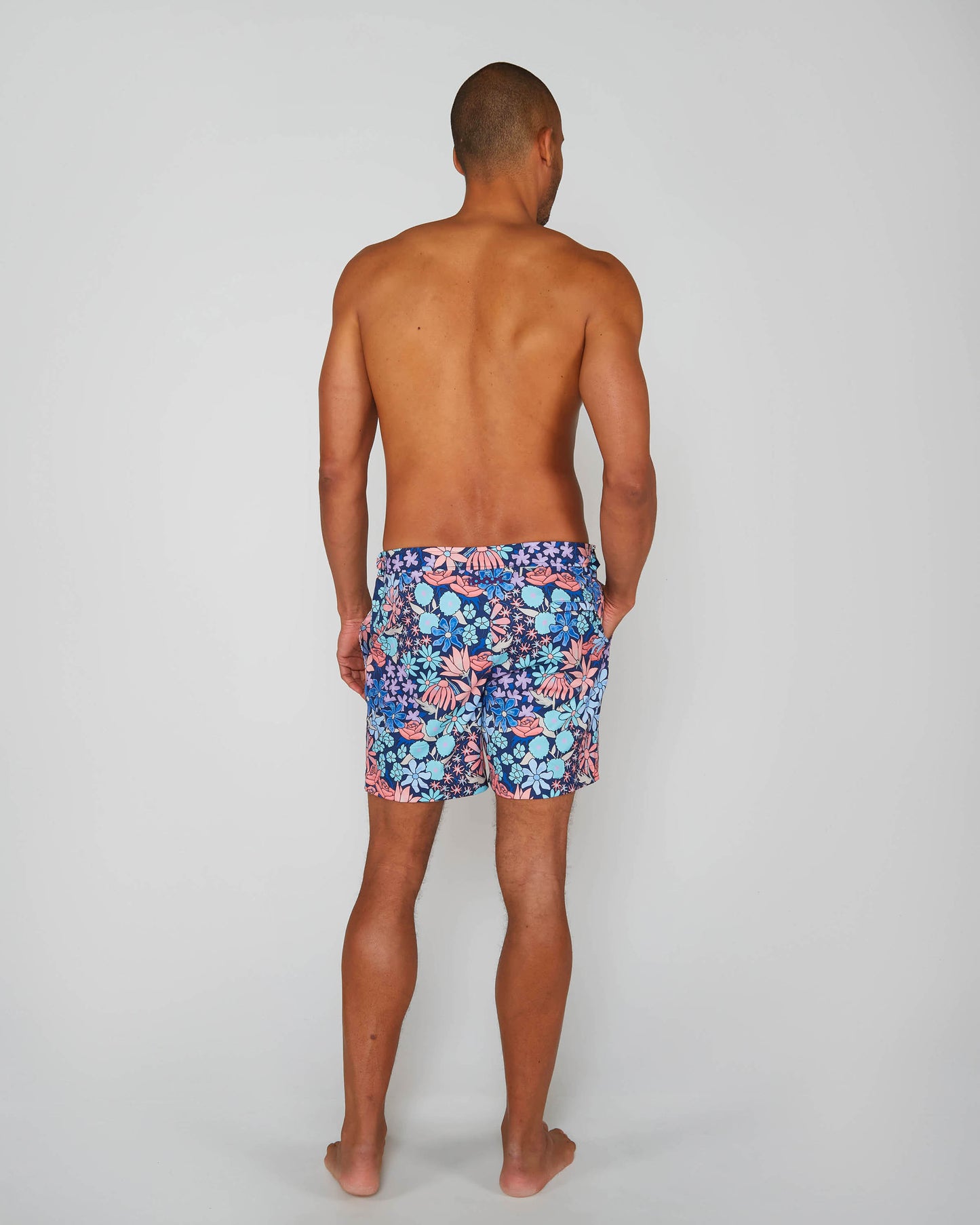 POOL ROUGH FLORAL SWIM SHORT - NAVY