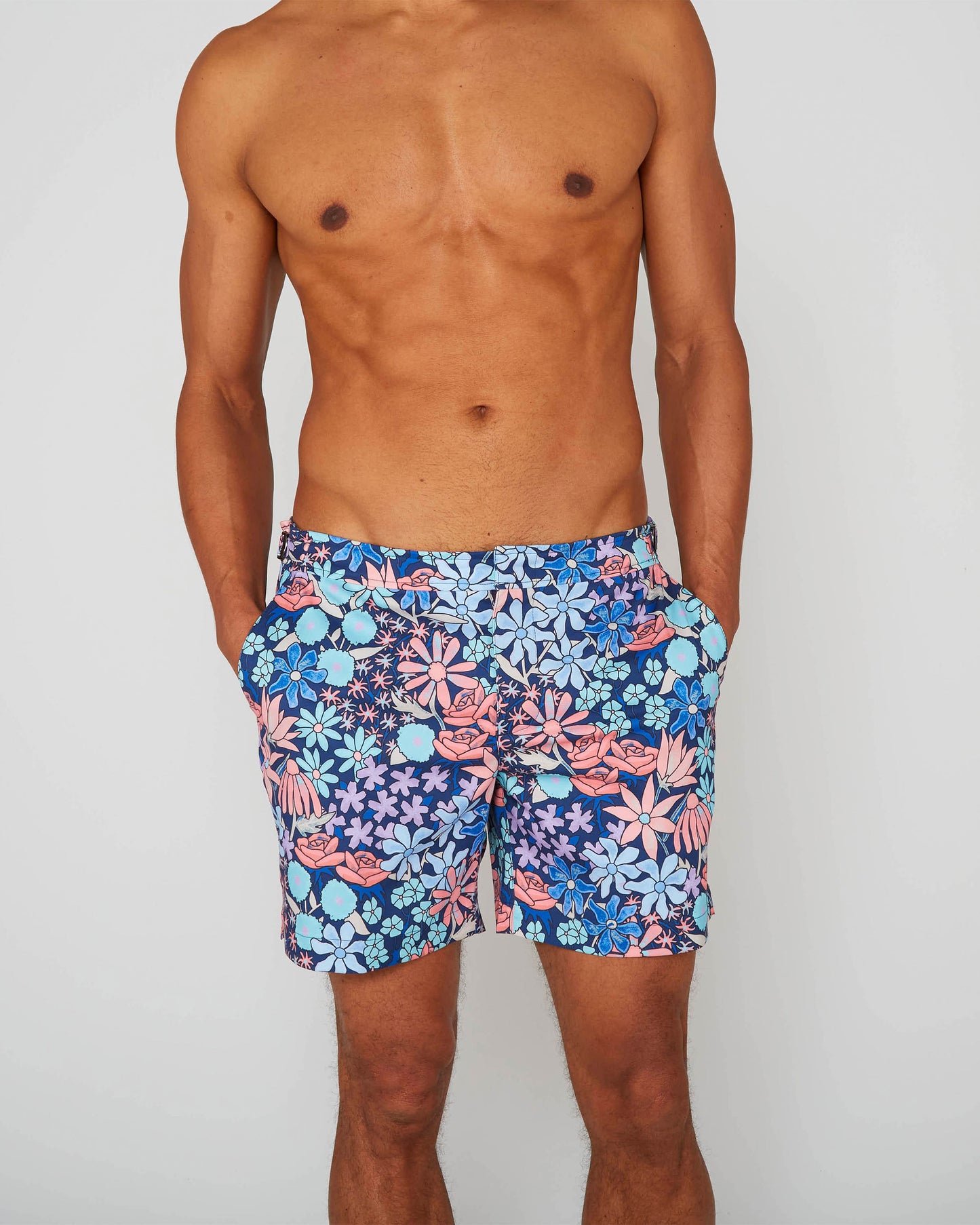 POOL ROUGH FLORAL SWIM SHORT - NAVY