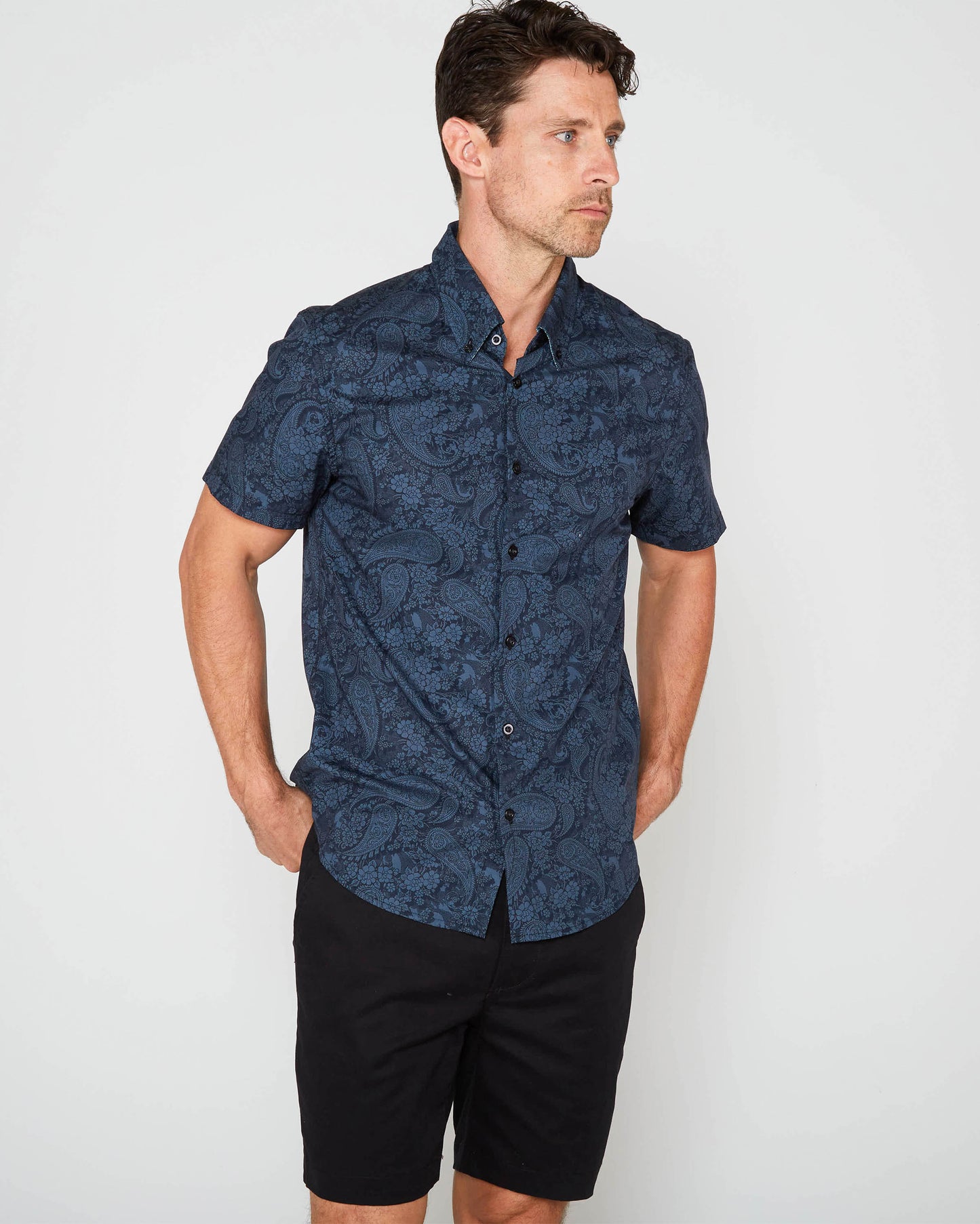 TIM PAISLEY ROMANCE SHIRT -  NAVY