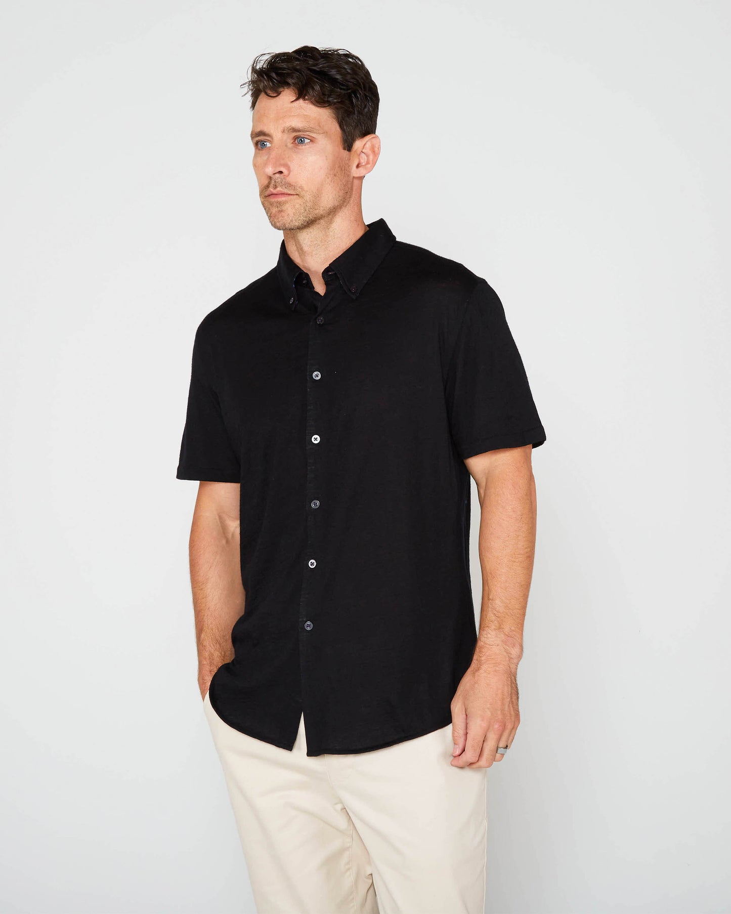 TOBIAS MERINO SHIRT - BLACK