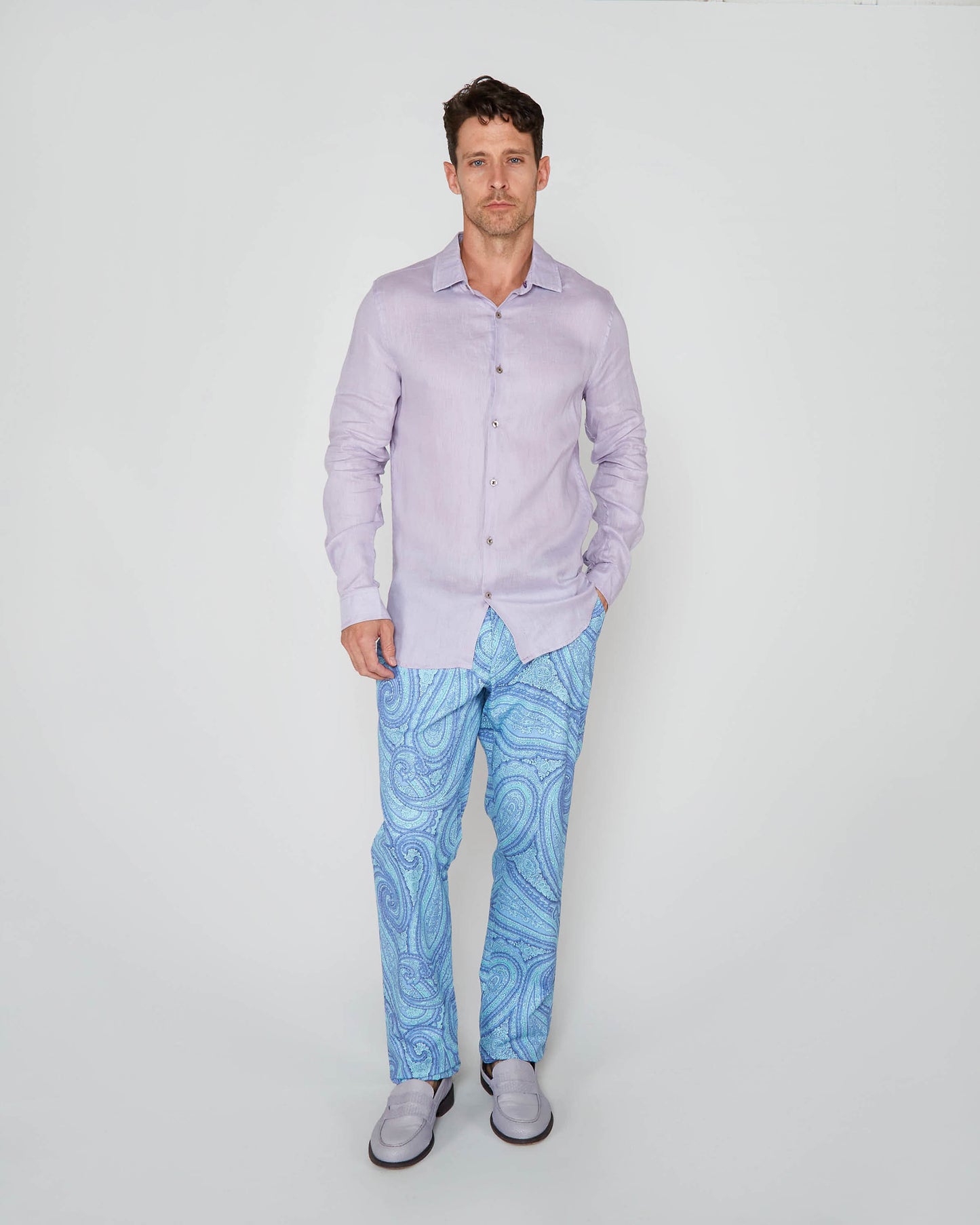 LAURENT LINEN SHIRT - LAVENDER