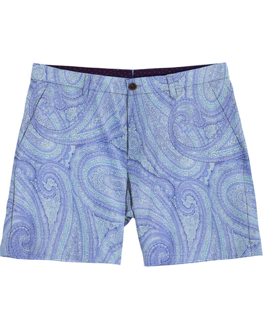 CLYDE WILD PAISLEY OXFORD SHORT - BLUE