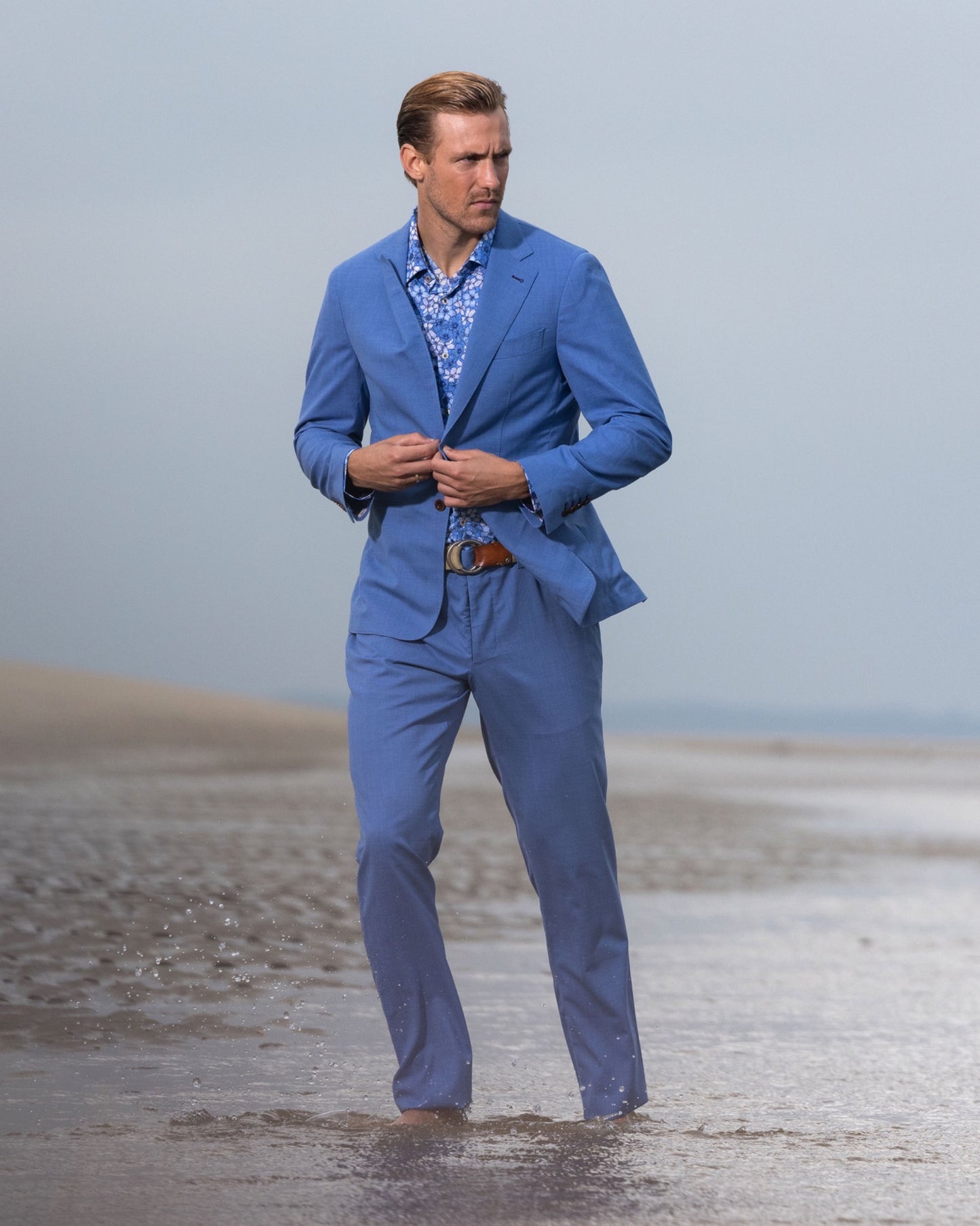 PAXTON TAILORED WOOL PANT - OCEAN