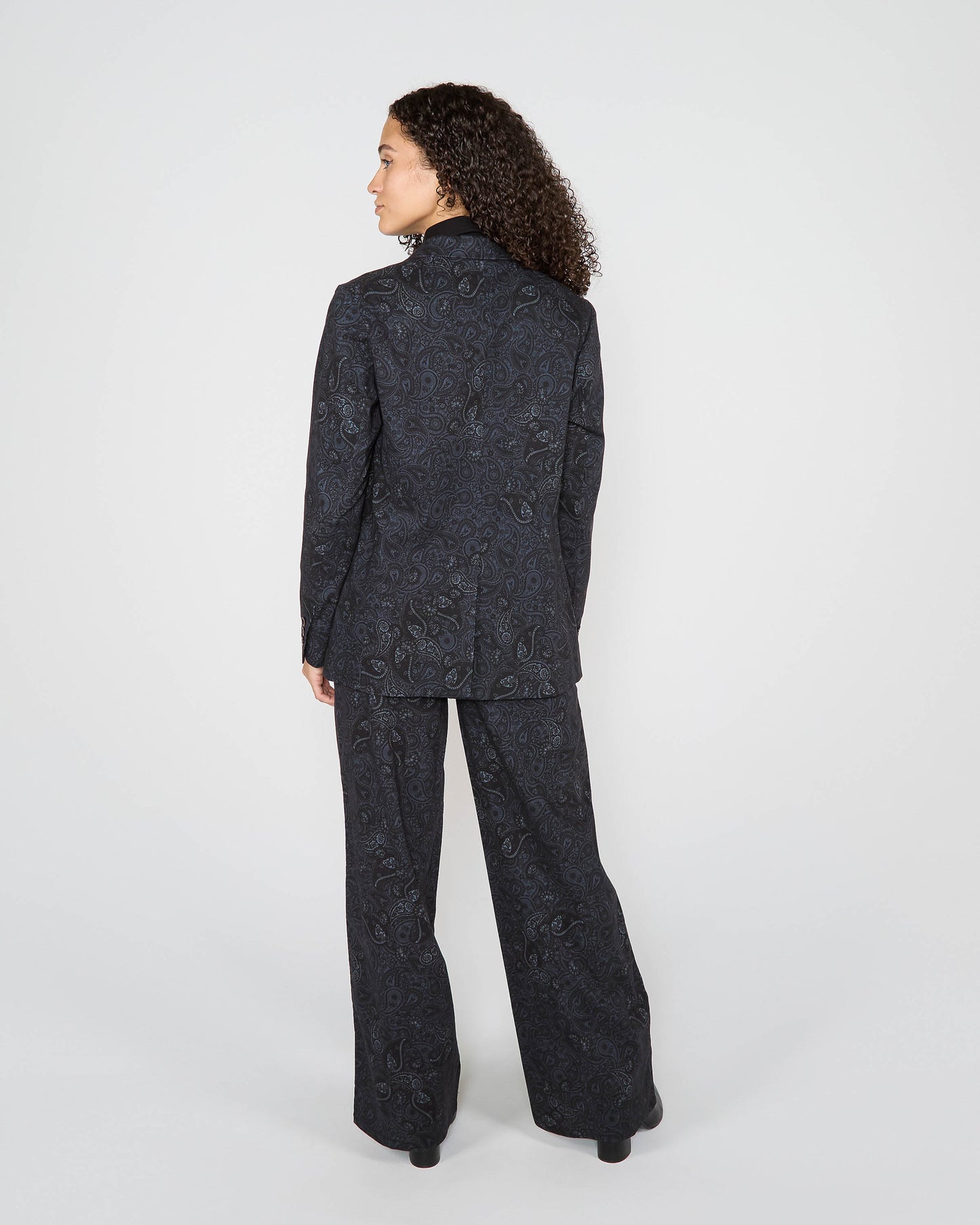 JANE MONTGAT PAISLEY TAILORED BLAZER - BLACK
