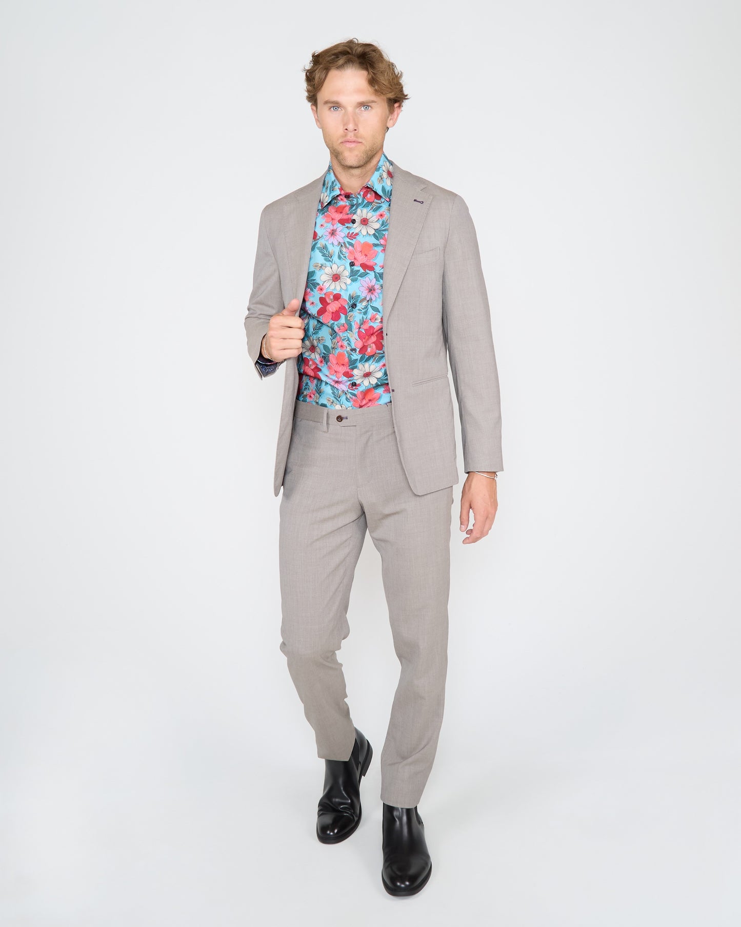 JUDD HALF LINED TAILORED WOOL BLAZER - OAK BROWN