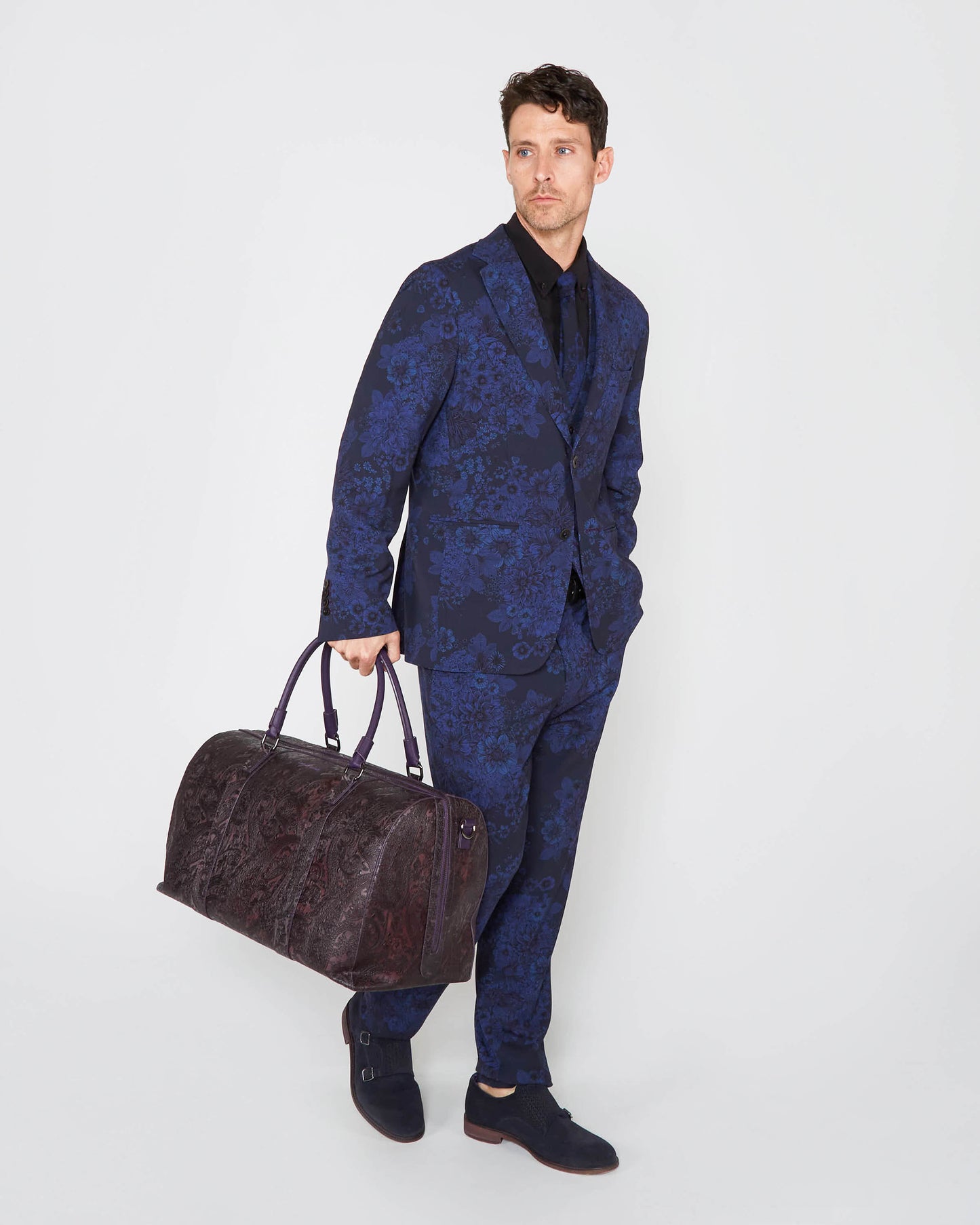 JUDD FULLY LINED MARCO FLORAL TAILORED WOOL BLAZER - MIDNIGHT