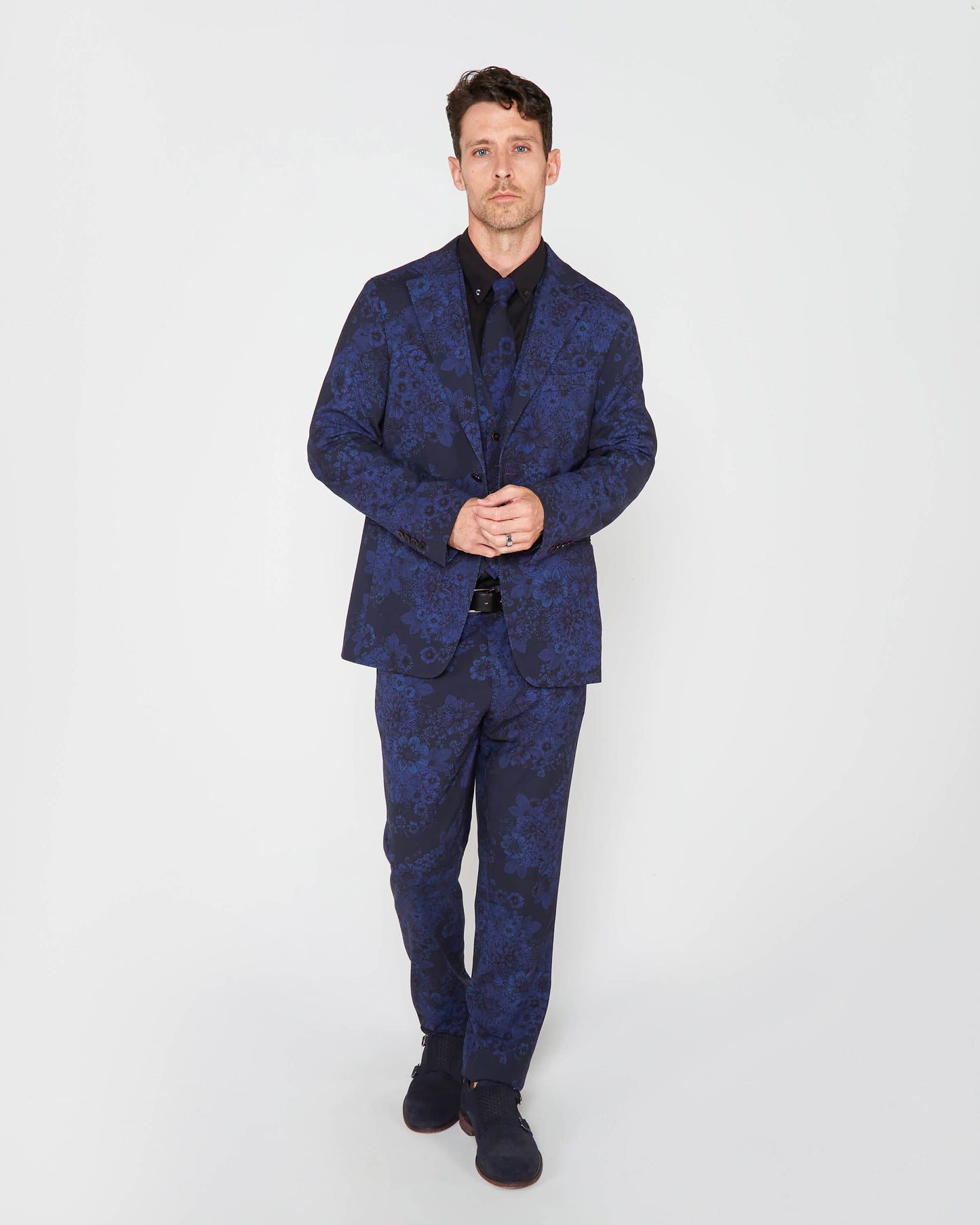 PAXTON MARCO FLORAL TAILORED WOOL PANT - MIDNIGHT