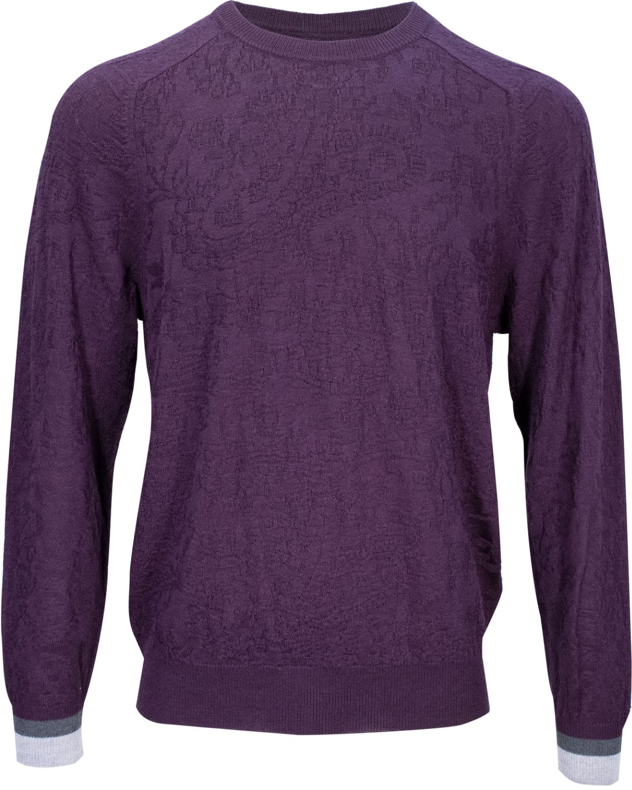 COLIN JACQUARD MERINO PAISLEY SWEATER - PLUM
