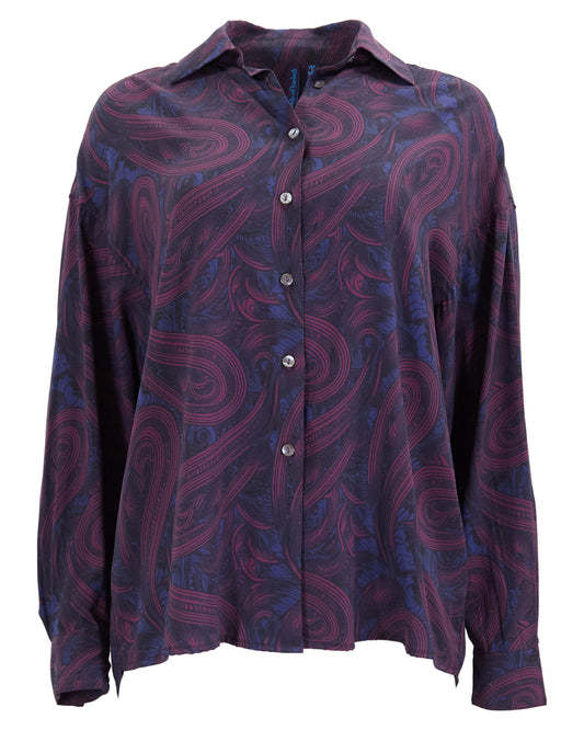 SOPHIE SILK OVERSIZED SHIRT - BADALONA PLUM