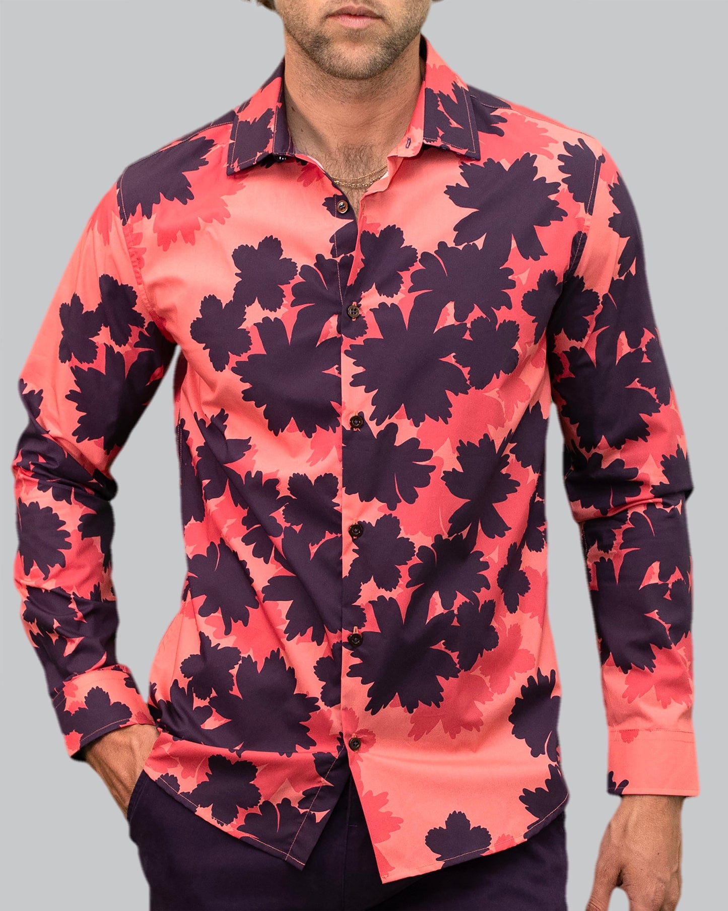 NORMAN SALERNO FLORAL SHIRT - ROSA