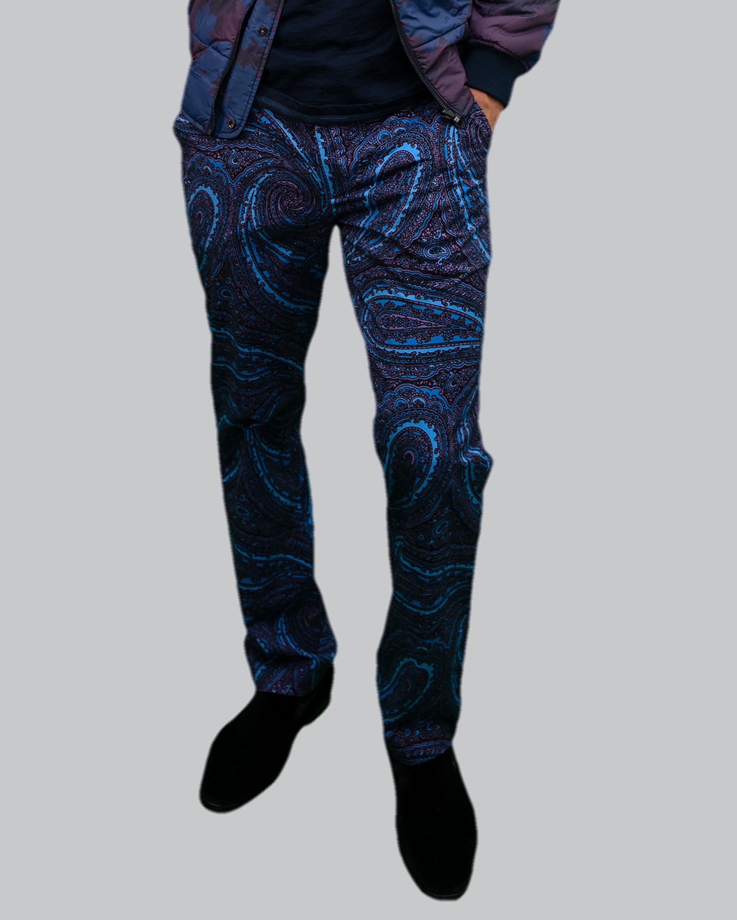 CHARLES CASERTA PAISLEY PANT - NAVY
