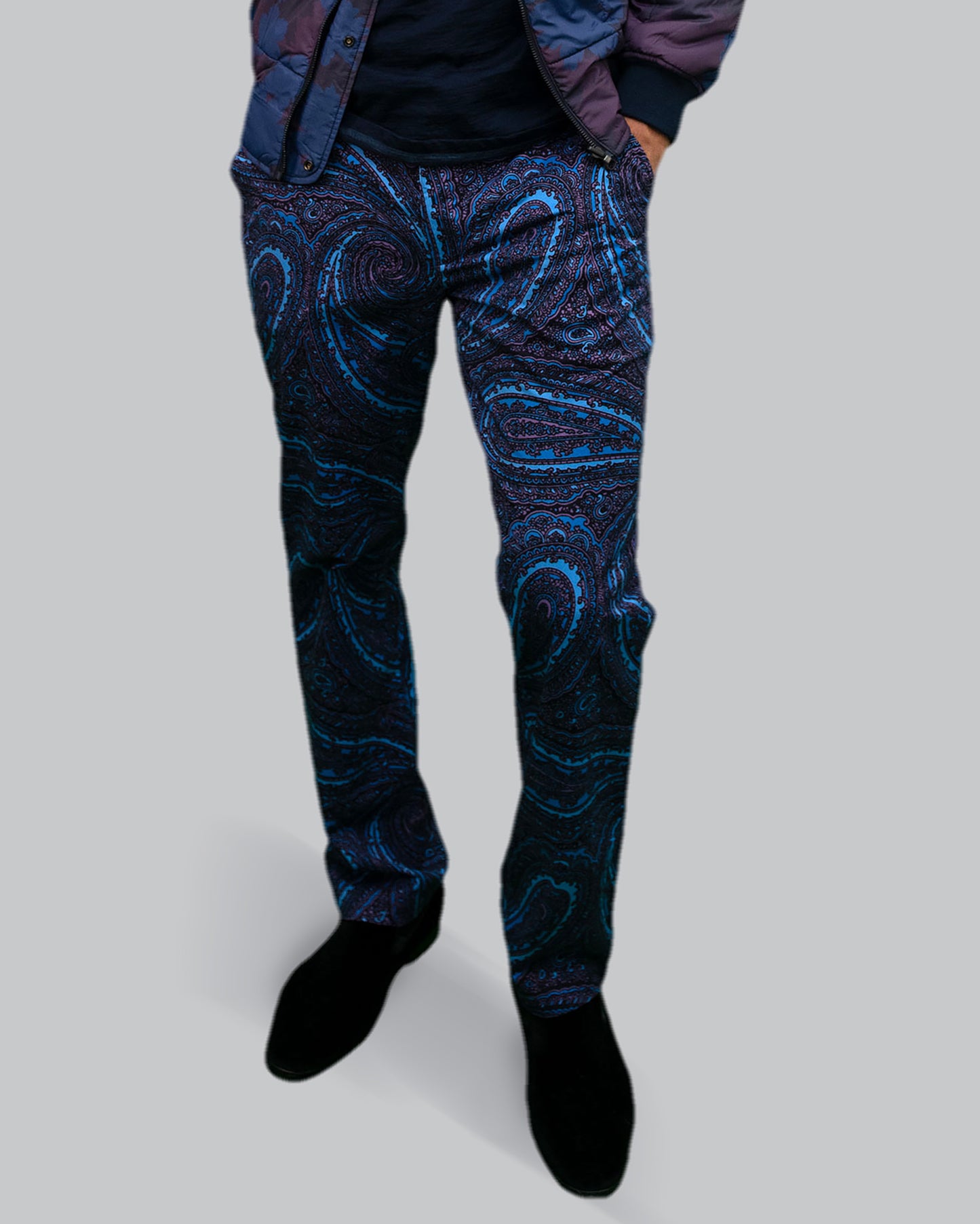 CHARLES CASERTA PAISLEY PANT - NAVY