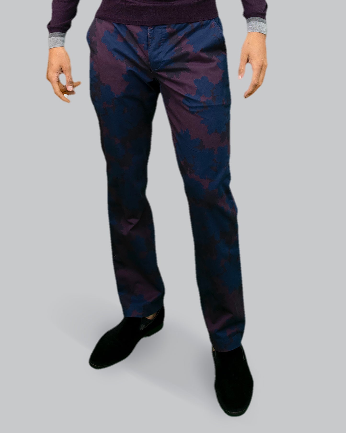 CHARLES SALERNO FLORAL PANT - PLUM