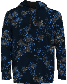 HORATIO LANS FLORAL NAVY MEN'S STRETCH JERSEY HOODIE