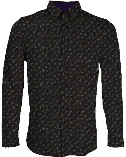 SIMON VIENNA FLORAL BROWNIE MEN'S STRETCH JERSEY LONG-SLEEVE SHIRT