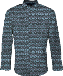 NORMAN TRIANGLE GEO TEAL MEN'S PRINTED COTTON LONG-SLEEVE SHIRT
