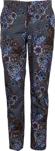 CASPIAN MARCO FLORAL STRETCH COTTON CHINO PANT - CHARCOAL