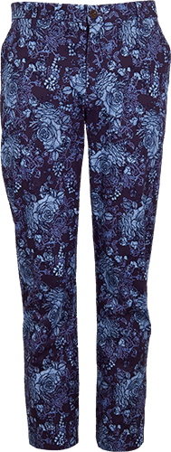 CASPIAN ROMA FLORAL STRETCH COTTON CHINO PANT - PLUM