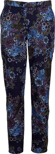 CASPIAN MARCO FLORAL STRETCH COTTON CHINO PANT - NAVY