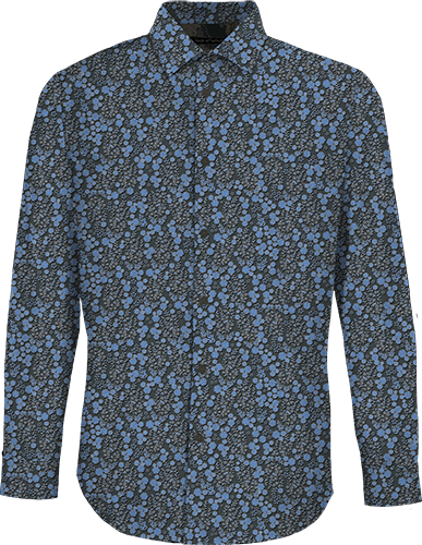 NIGEL LECH FLORAL BLACK MEN'S PRINTED COTTON LONG-SLEEVE SHIRT