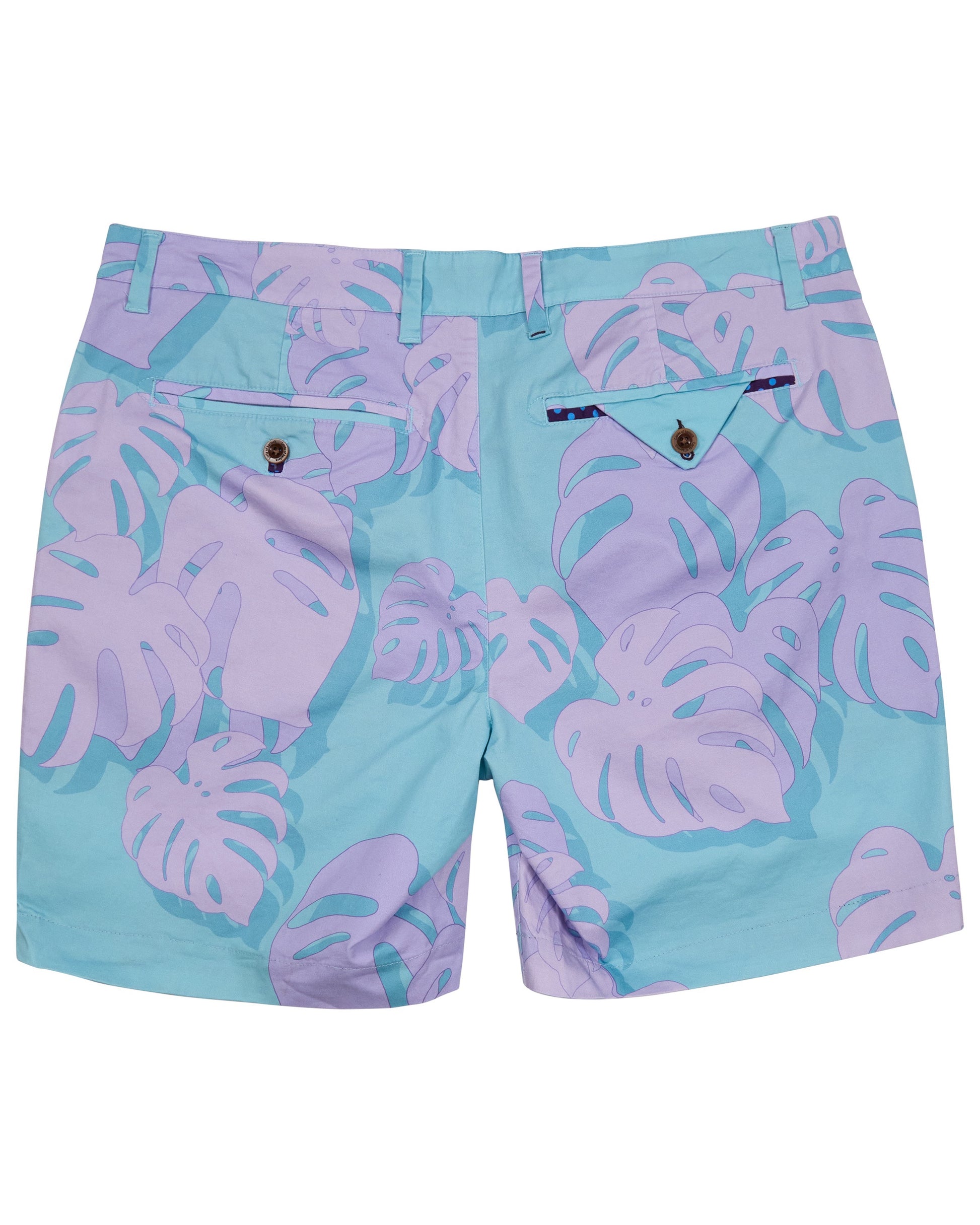 EDWARD MONSTERA FLORAL TEAL MENS FLAT FRONT SHORT  Lords of Harlech Europe
