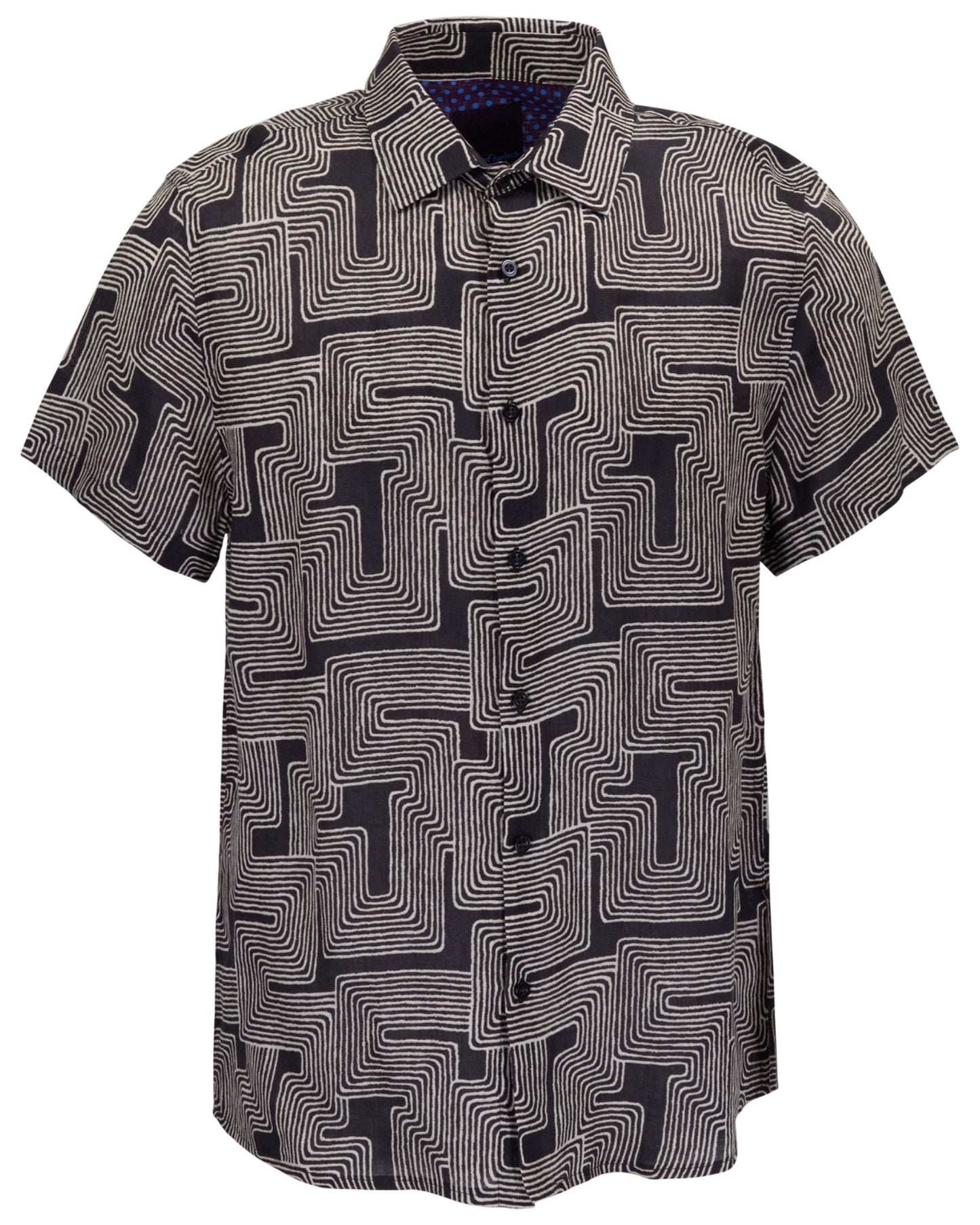 LANDON INTER TWINE BLACK MENS LINEN SHIRT