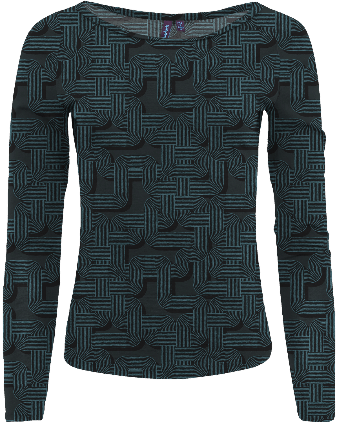 CARLY BLONS GEO BLACK WOMEN'S MERINO LONG-SLEEVE CREW-NECK TOP