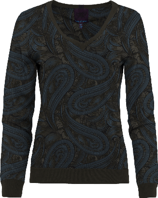 SASHA PAISLEY BADALONA BROWNIE WOMEN'S MERINO SILK CASHMERE V-NECK SWEATER