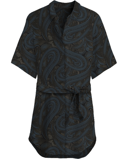 SERENA PAISLEY BADALONA BROWNIE WOMEN'S STRETCH SILK SHIRT DRESS