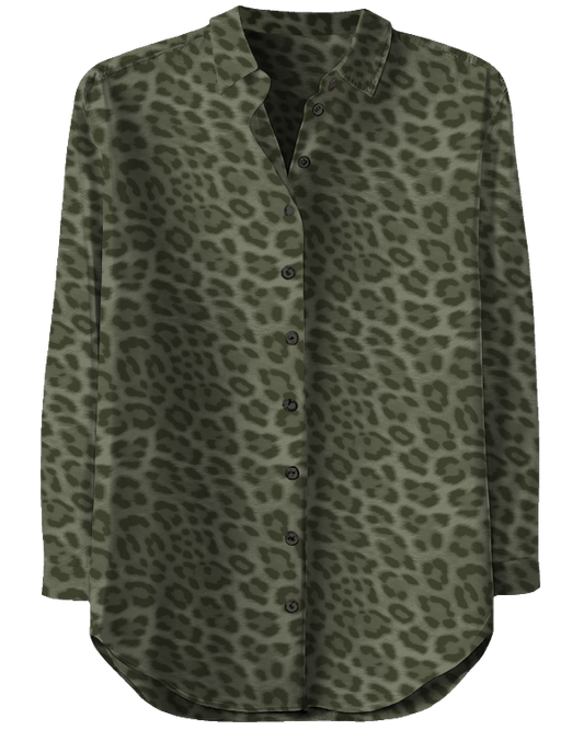 SOPHIE LEOPARD SAGE WOMEN'S LONG-SLEEVE SHIRT